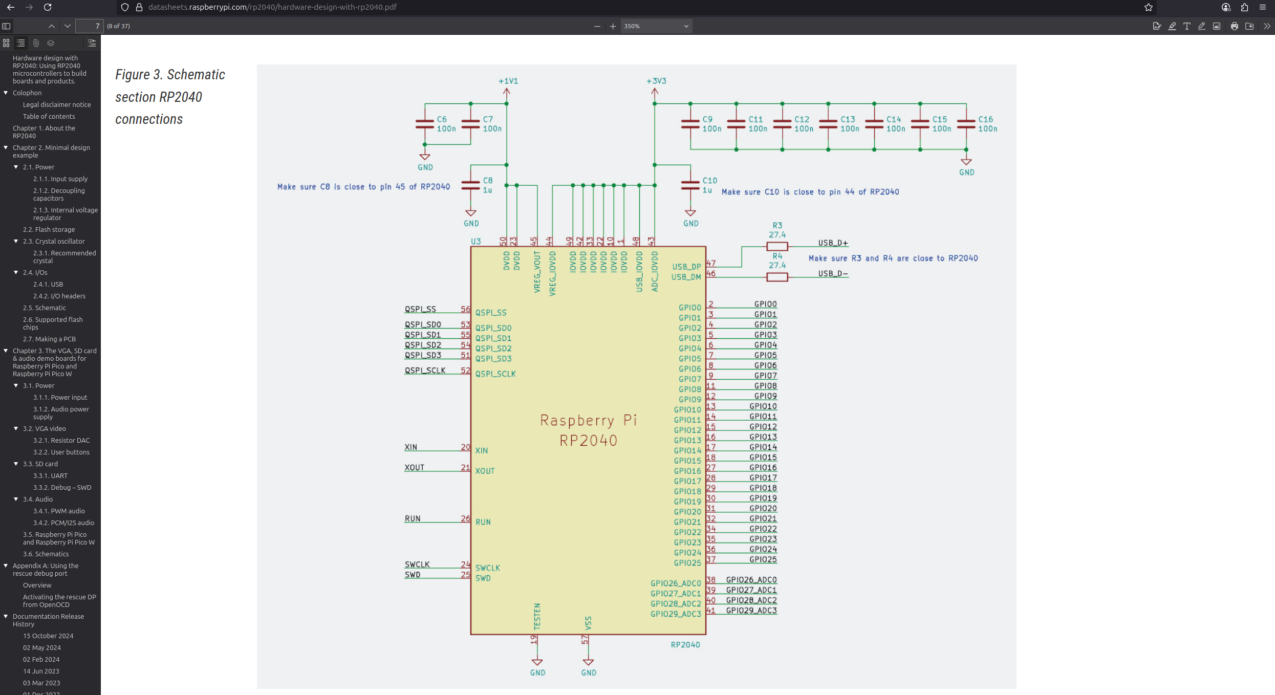 Decoupling caps around the RP2040