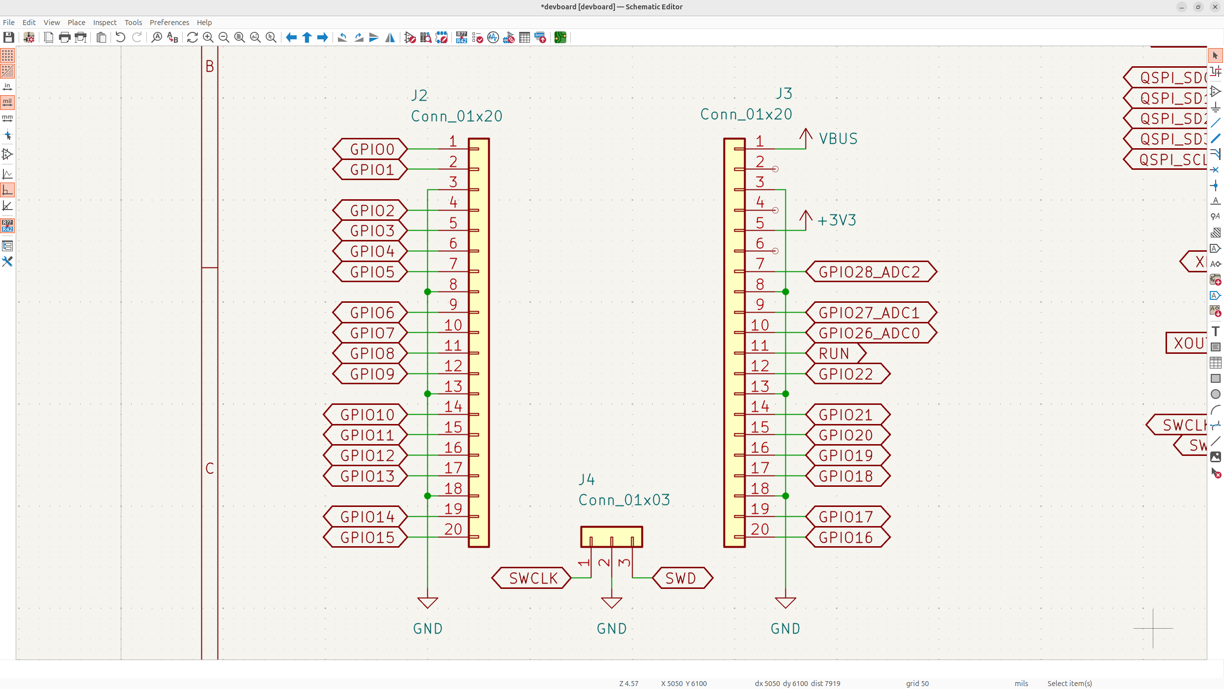 Header pins wired