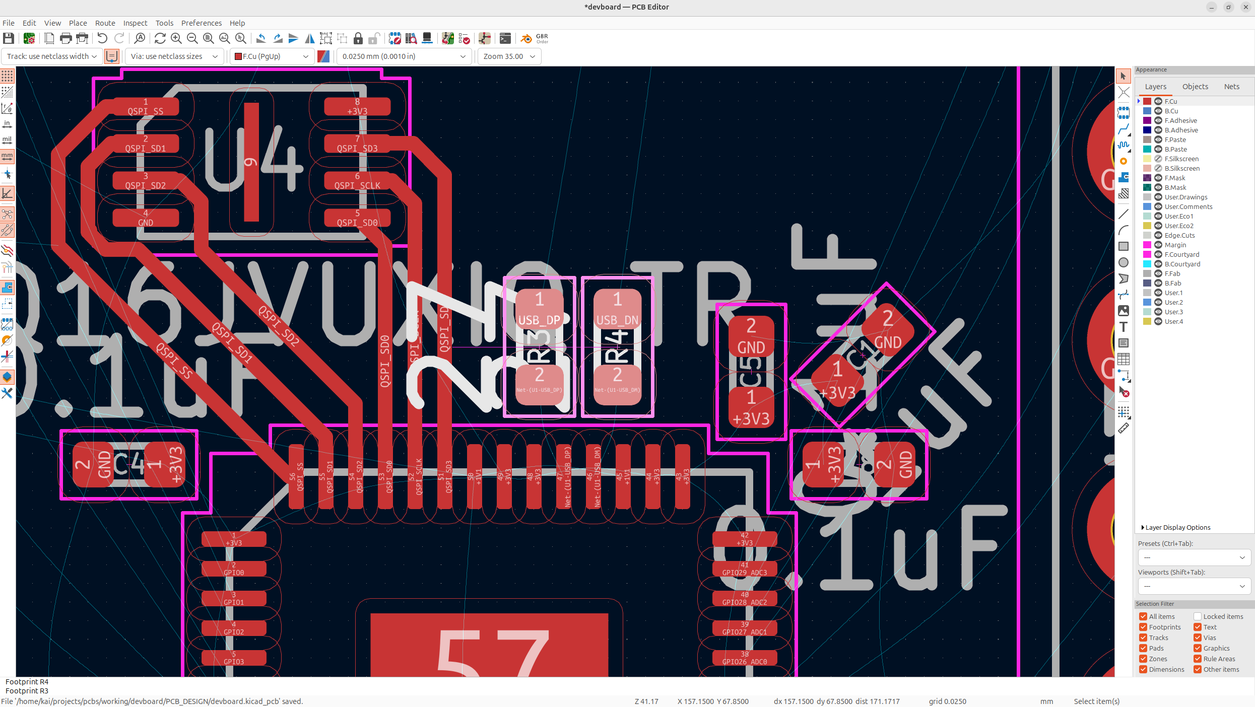 Termination resistors placed