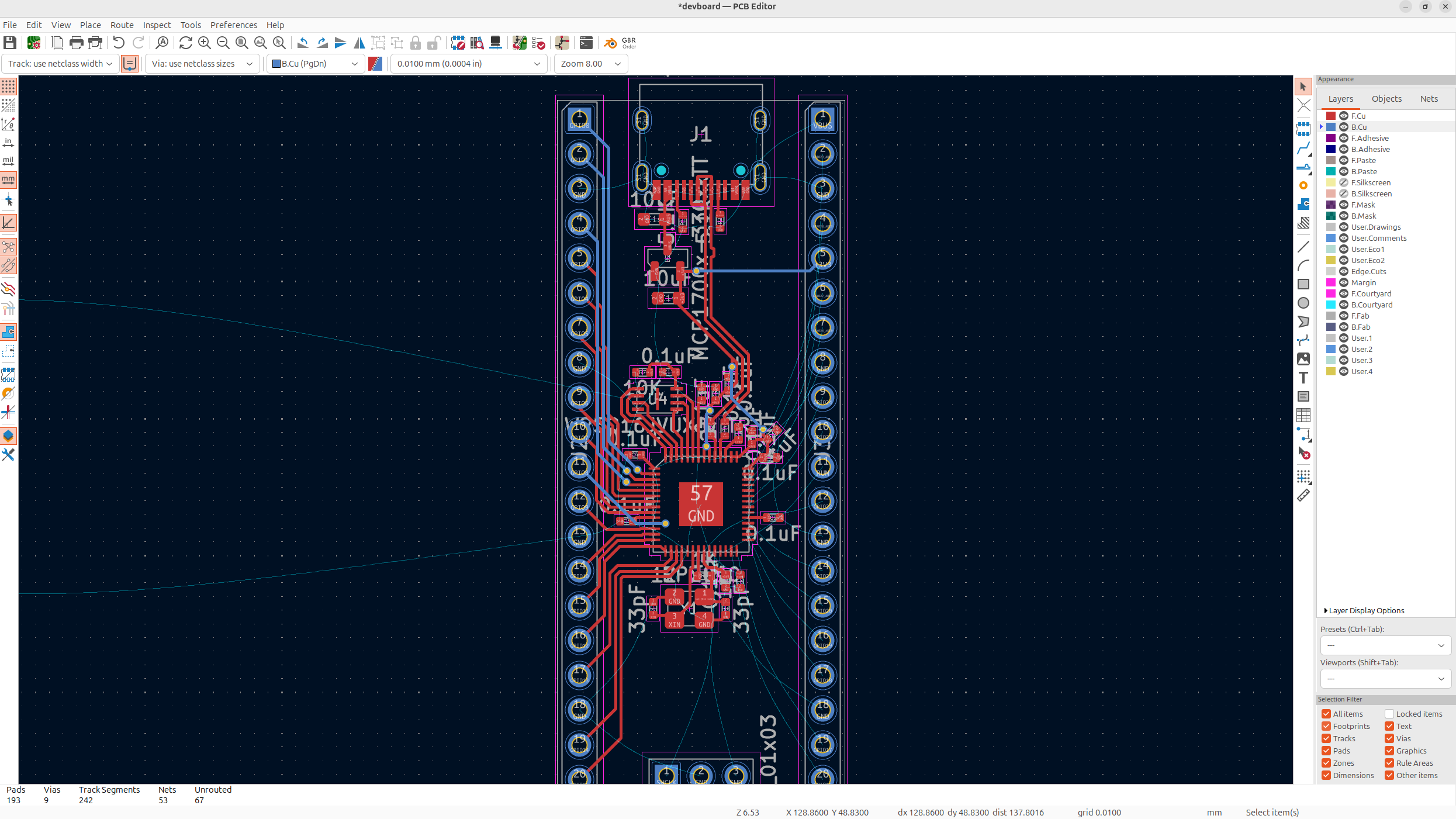 Headers routed (top view)