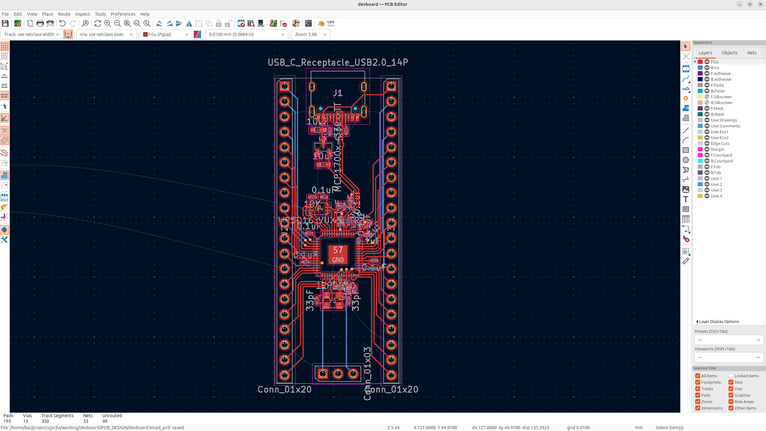Headers routed (bottom view)