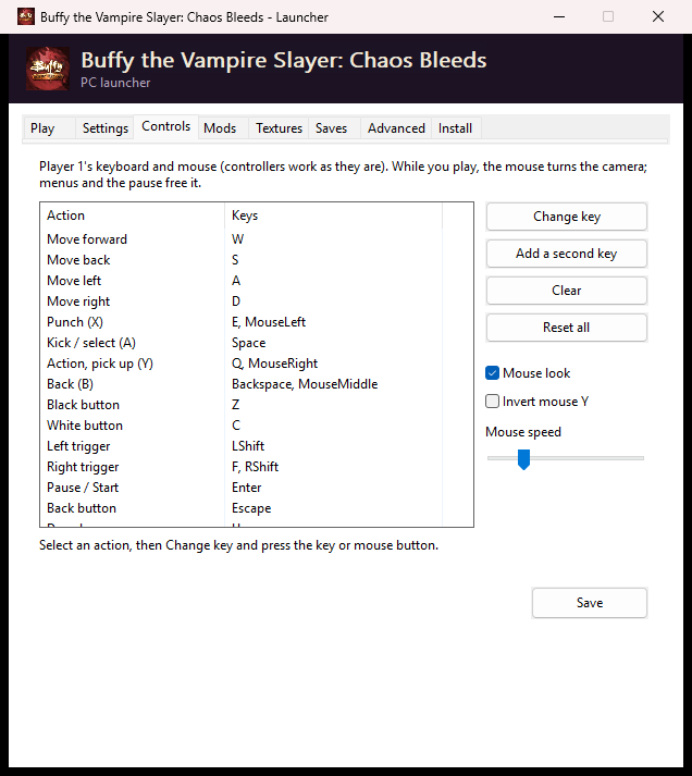 Launcher Controls tab