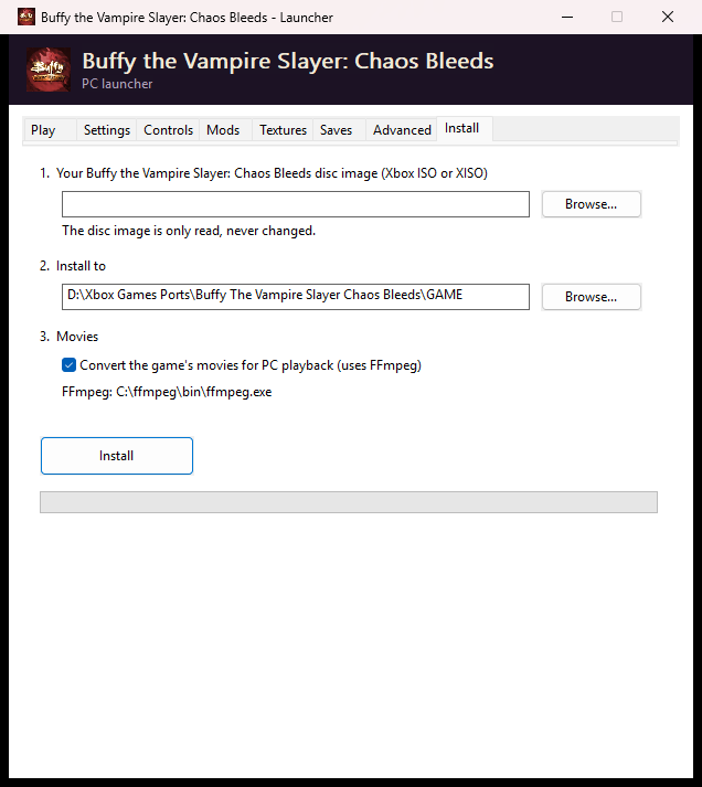 Launcher Install tab