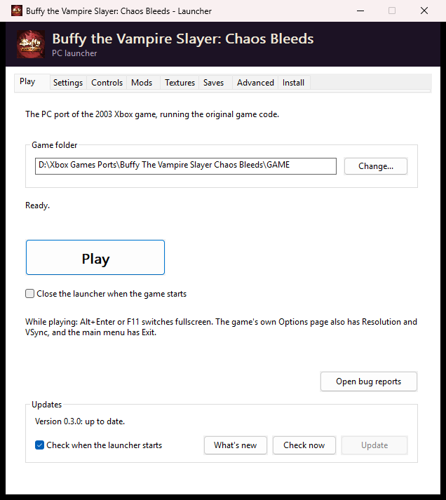 Launcher Play tab