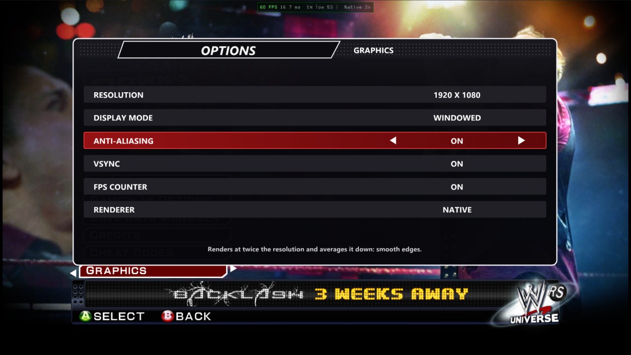 Graphics options in game