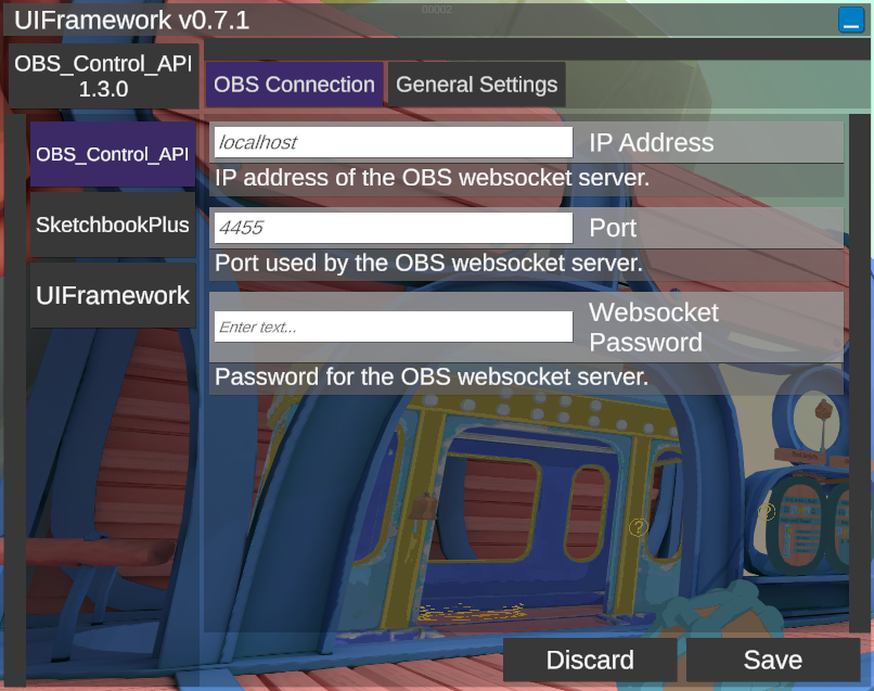 Screenshot of the configuration UI