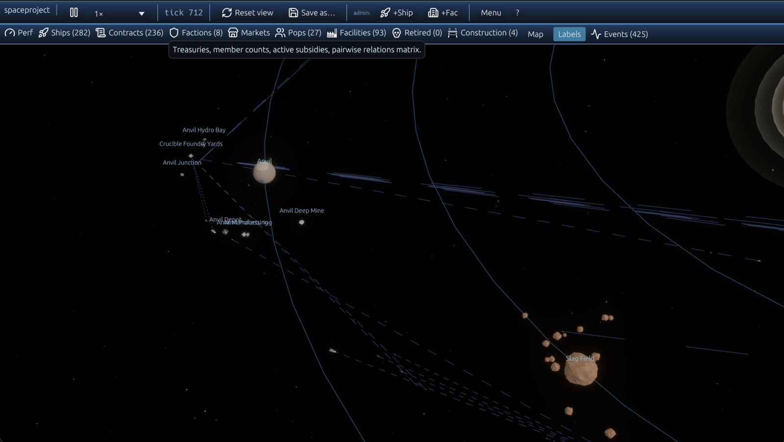 Asteroid mining cluster