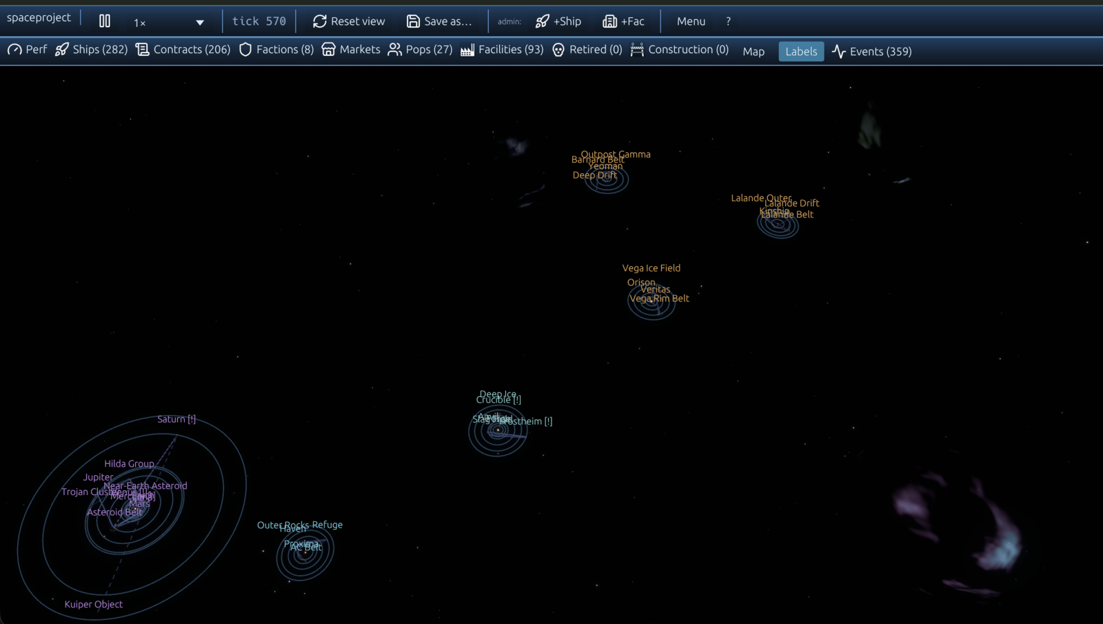 Outer systems with nebulae