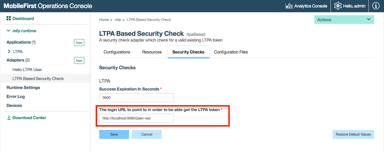 Security Check Configuration