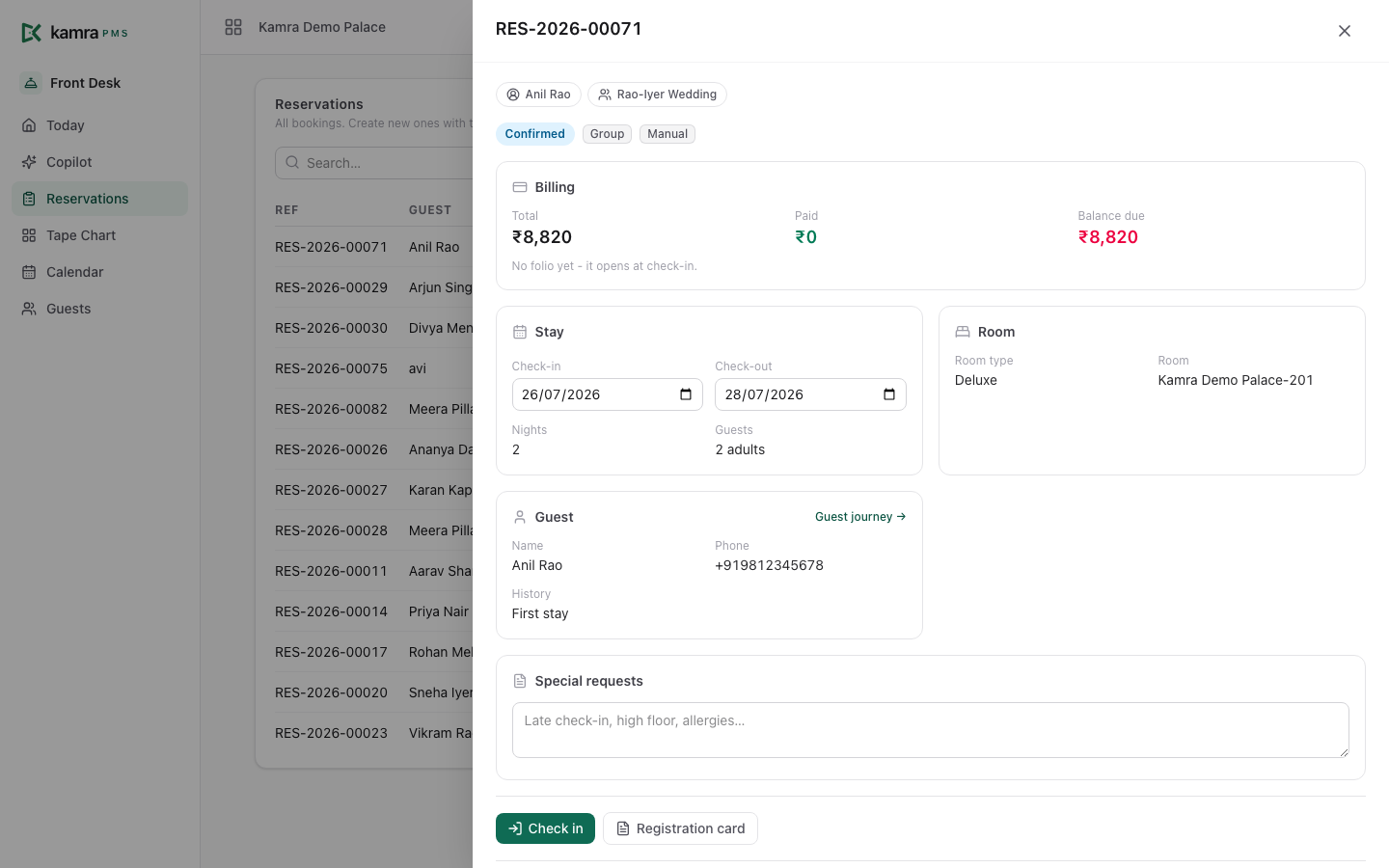 Reservation 360 — dates, money and guest journey in one place