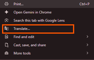 Chrome's Translate this page option