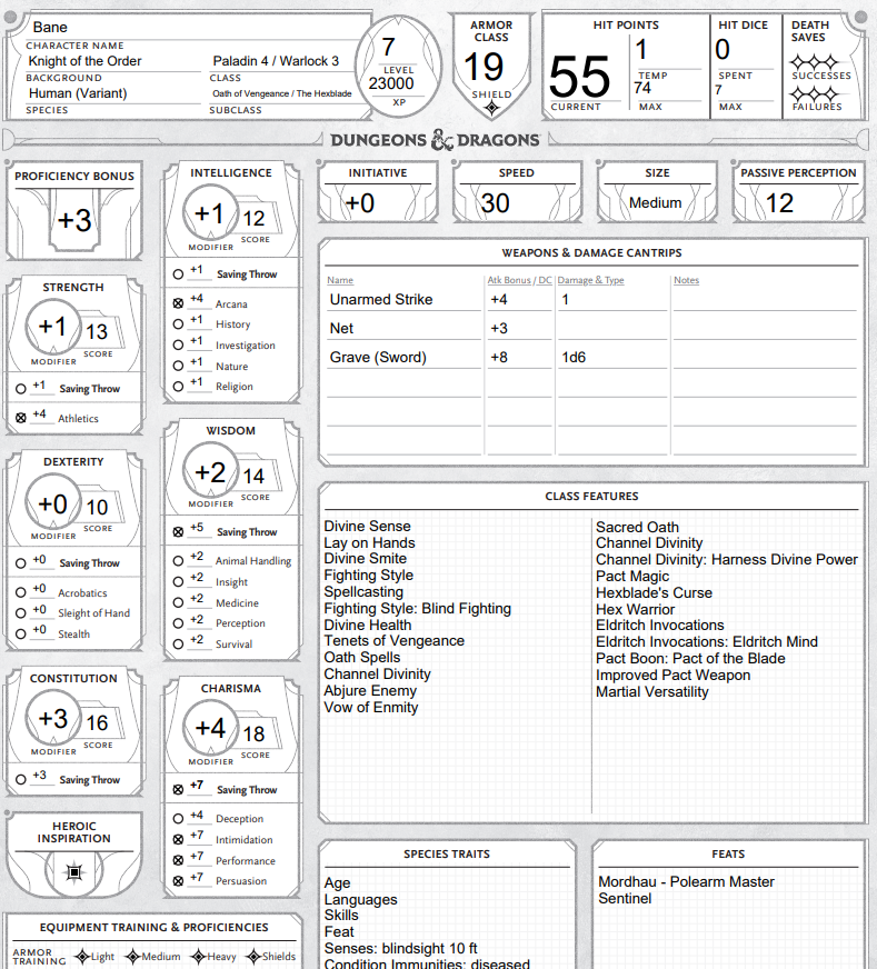 Sample of a filled-in exported PDF