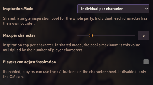 Configure Settings panel
