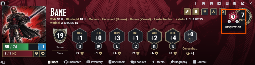 Tidy5e Sheet native inspiration counter