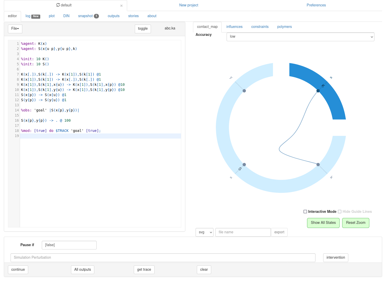 Editor screenshot with contact map 2