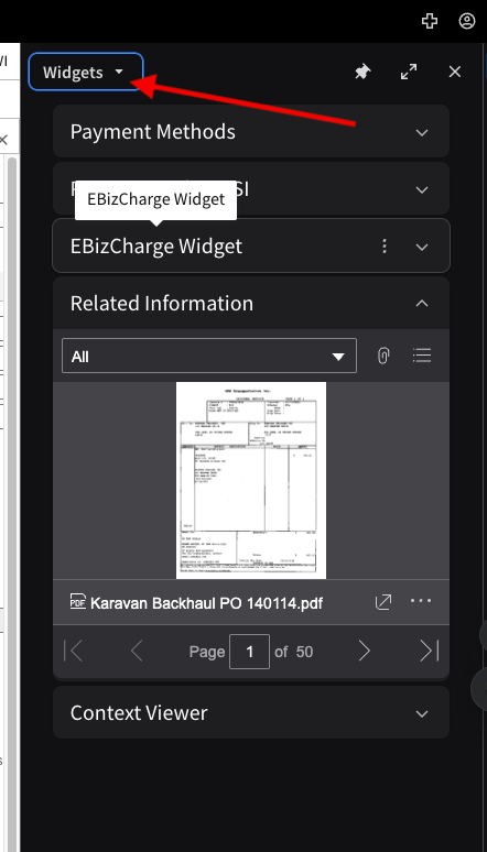 Click Widgets Button