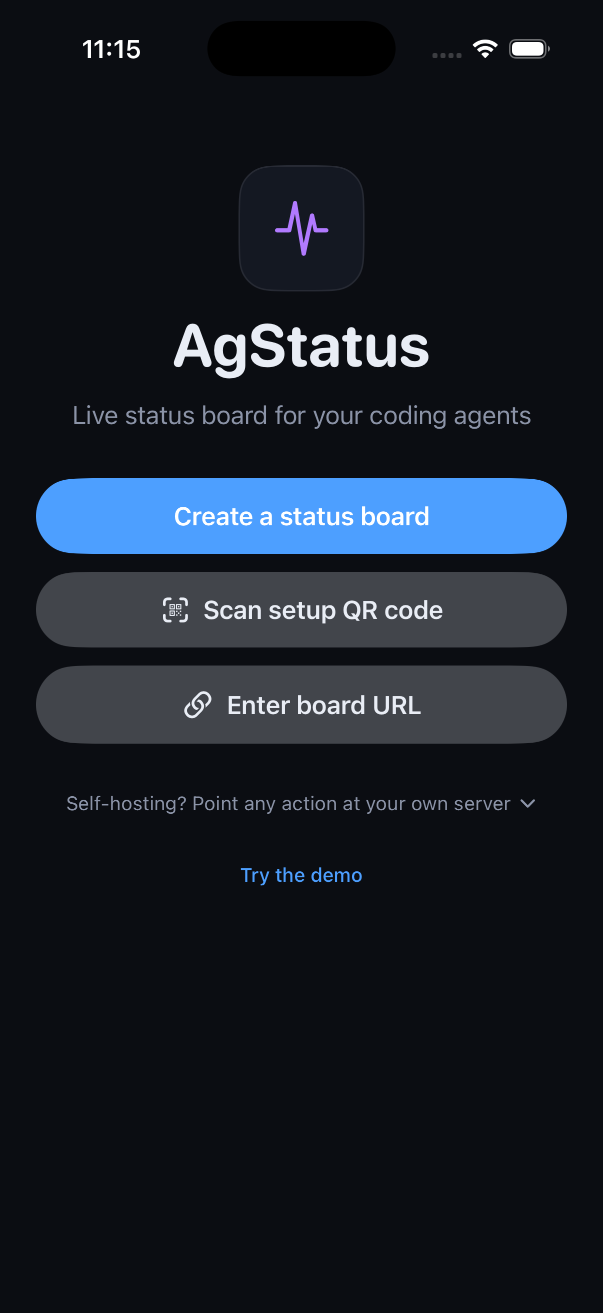 AgStatus iOS — welcome screen