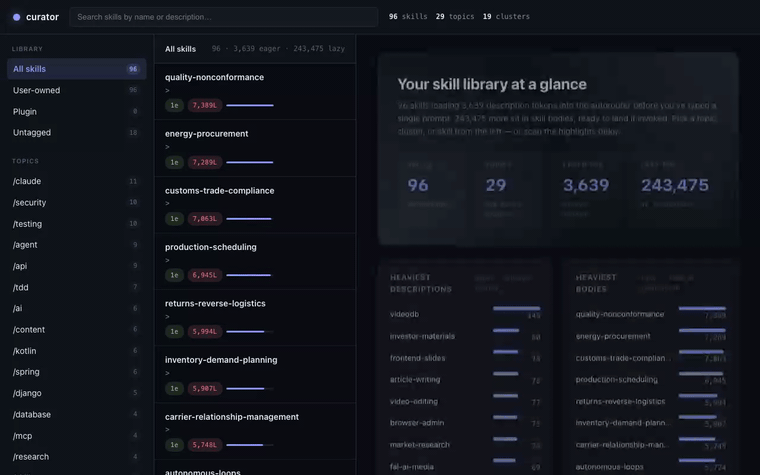 curator dashboard demo