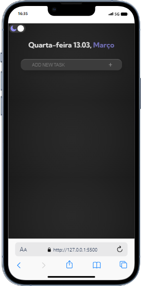 imagem da listagem de tarefa, versão mobile dark theme