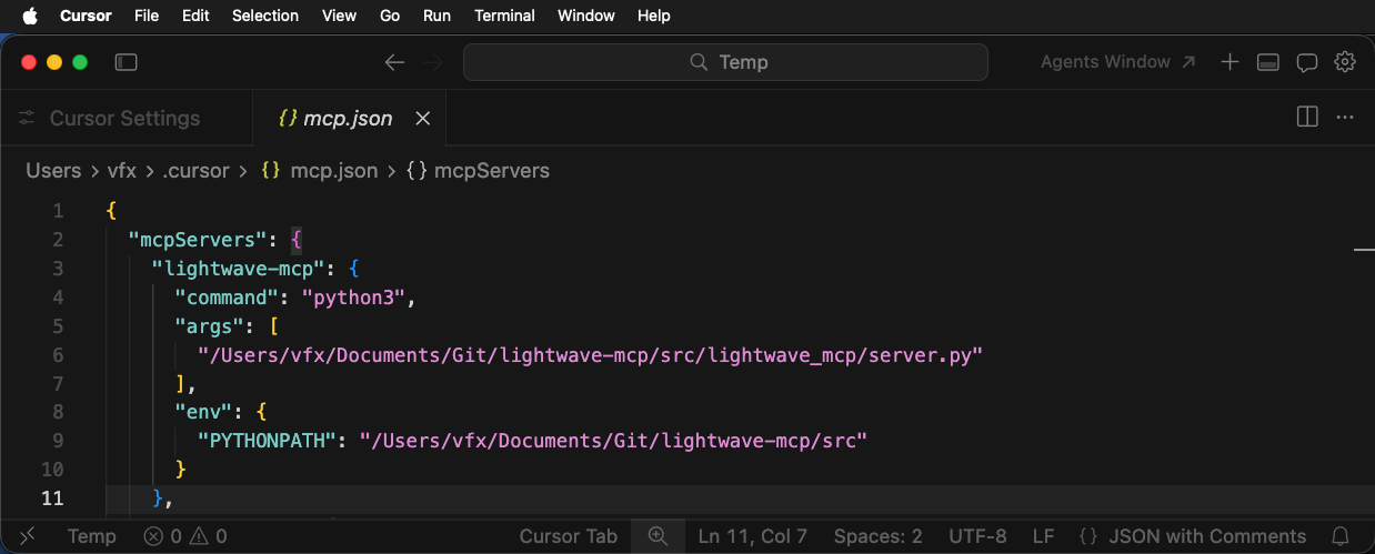 Cursor MCP JSON