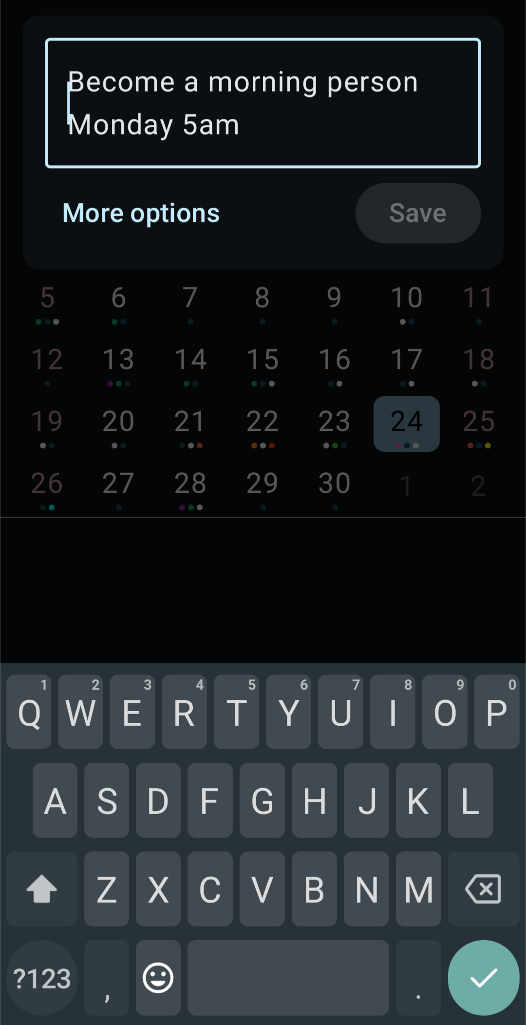 Quickly adding an event with natural language