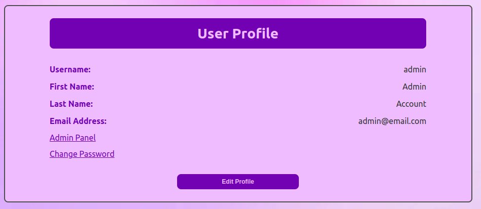 Profile page of an admin