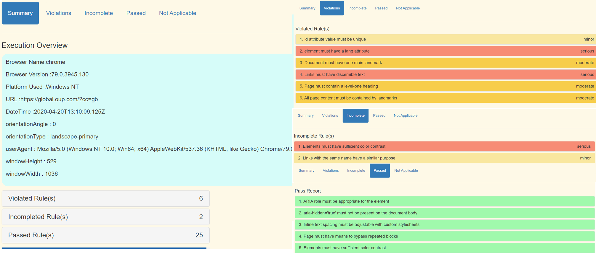 Aceessibility HTML report