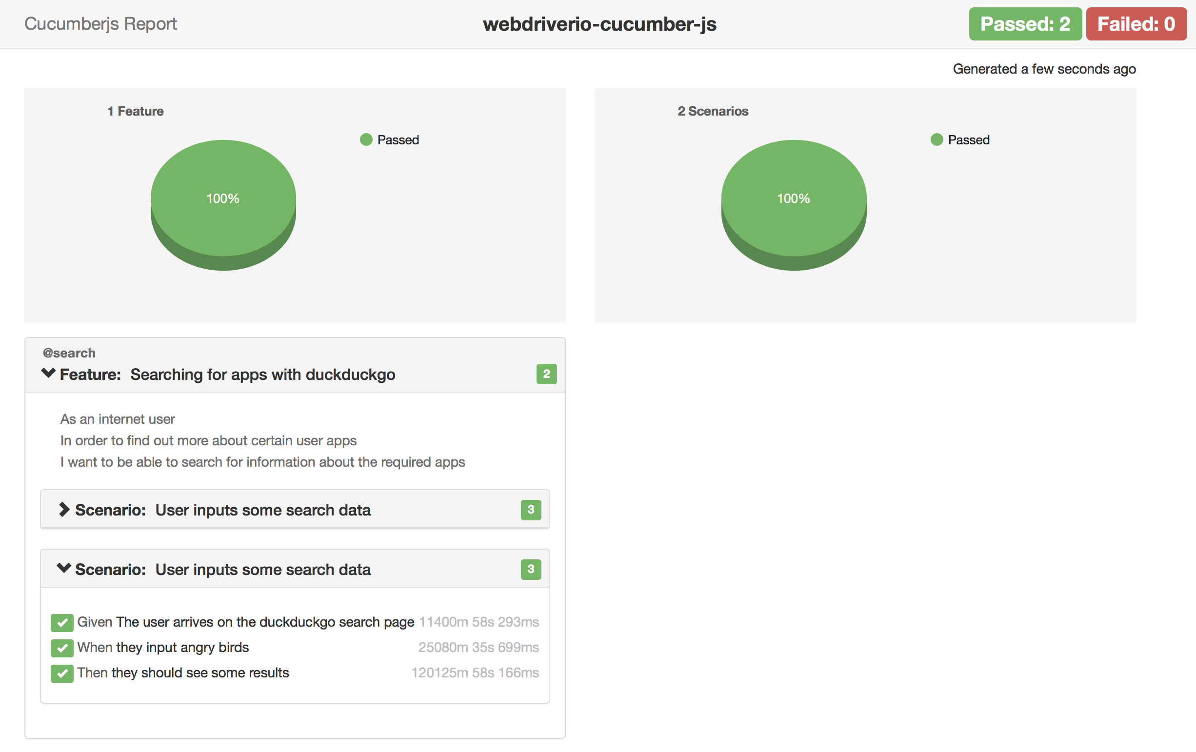 Cucumber HTML report