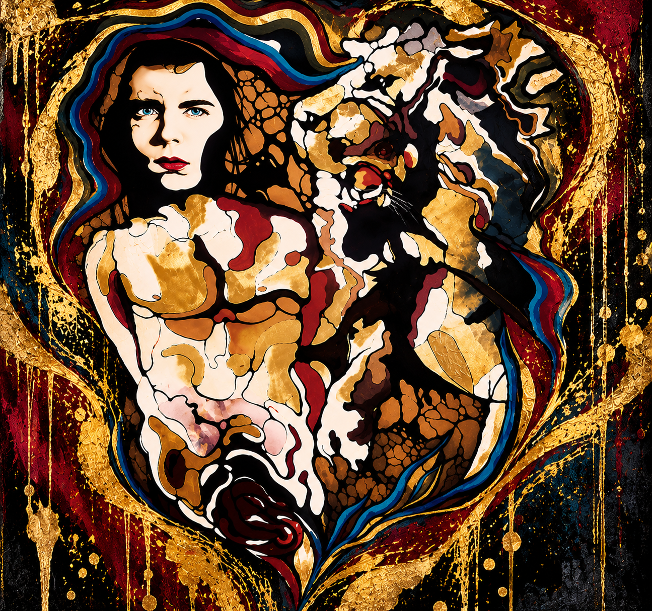 Aura of Pete — woman and lion tattoo artwork