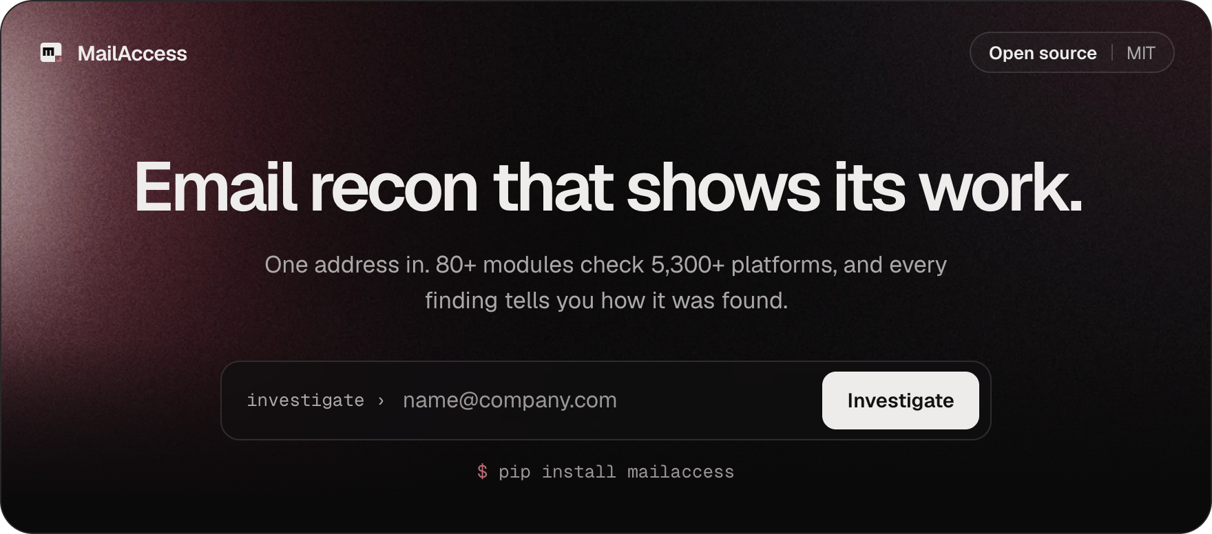 MailAccess: email recon that shows its work