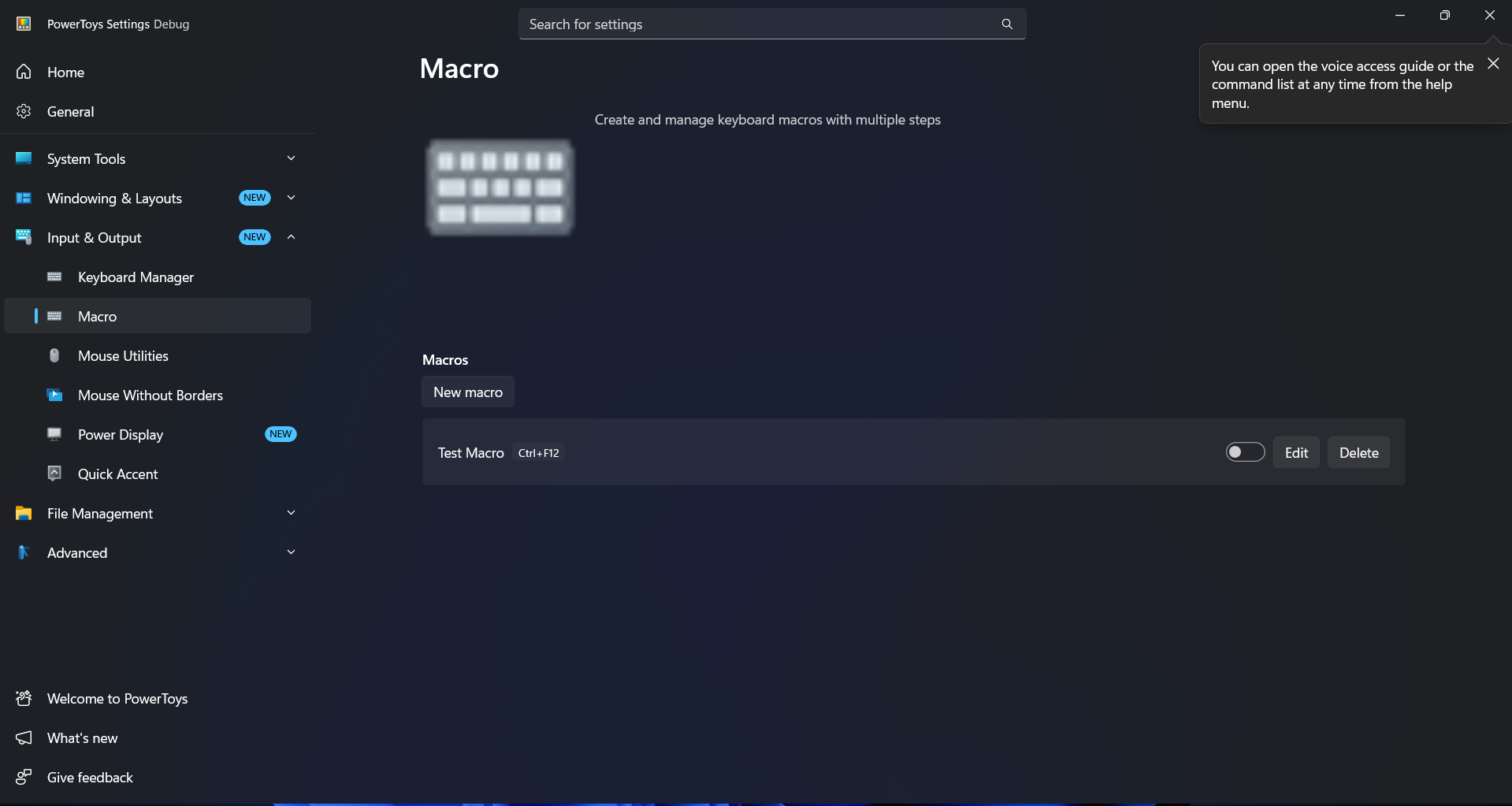 Macro page