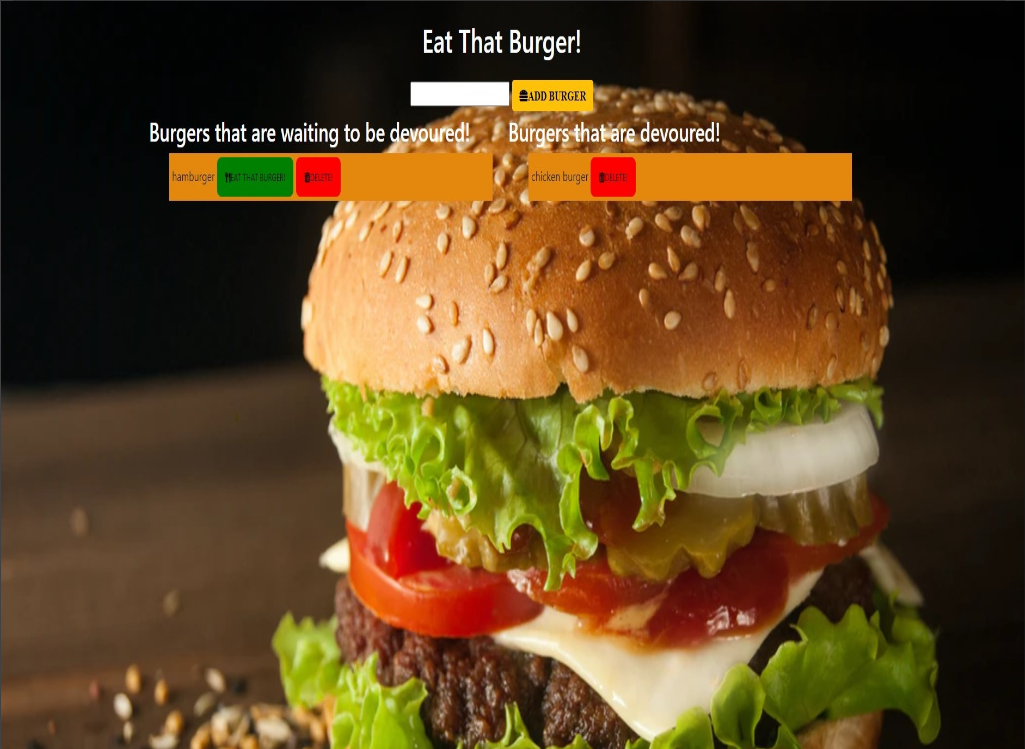 Screenshot of Eat That Burger App