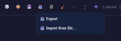 Import/Export menu