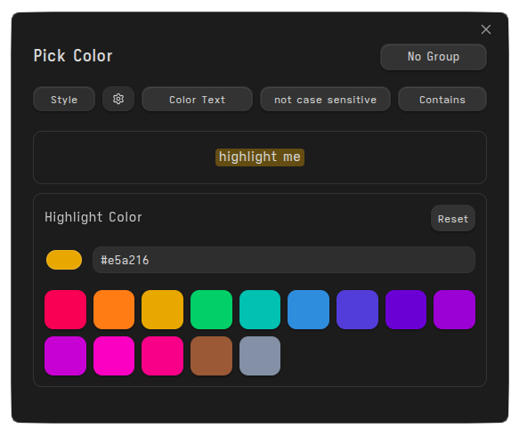Color picker modal customized to show a single panel