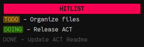 Personal task list with matched lines colored using Color Line