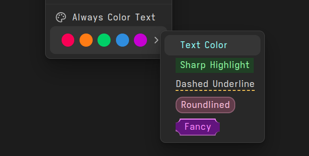 Quick Colors shown as color dots in the right-click menu