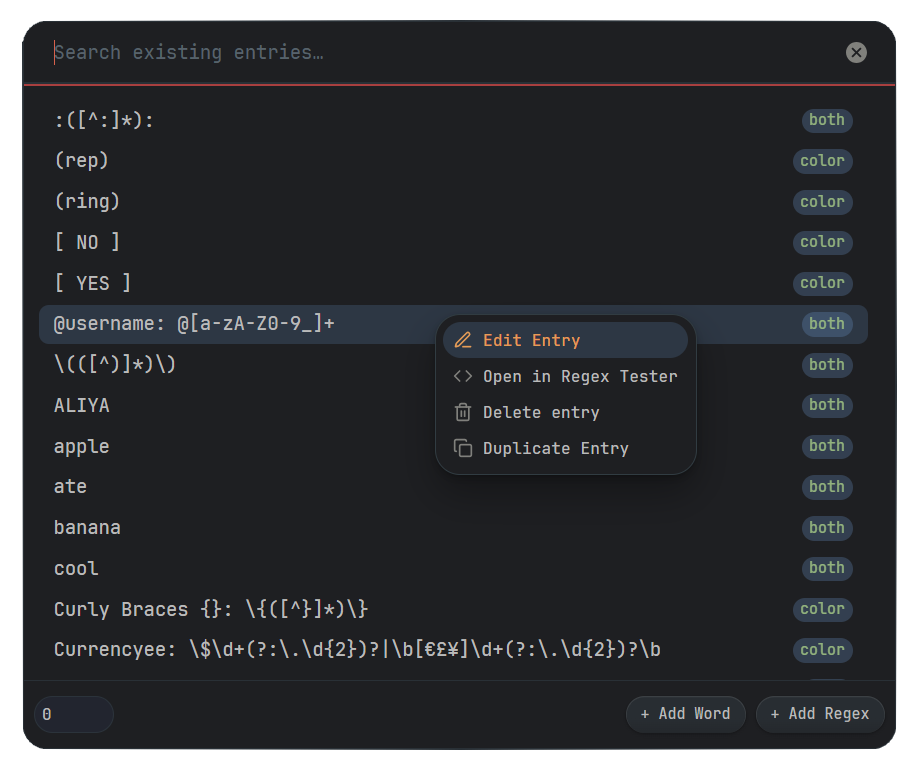 Add to Existing Entry Modal