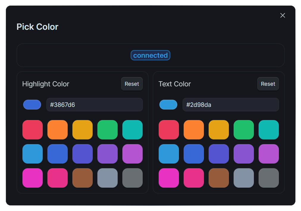 color picker modal with both panels