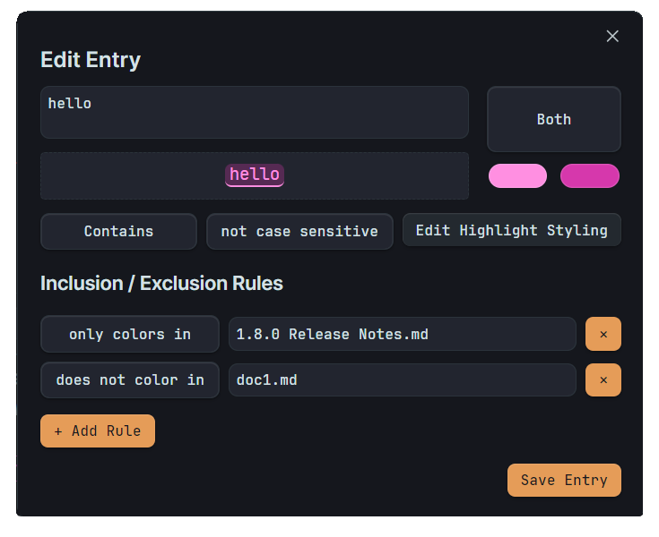 Edit Entry Modal with Paths