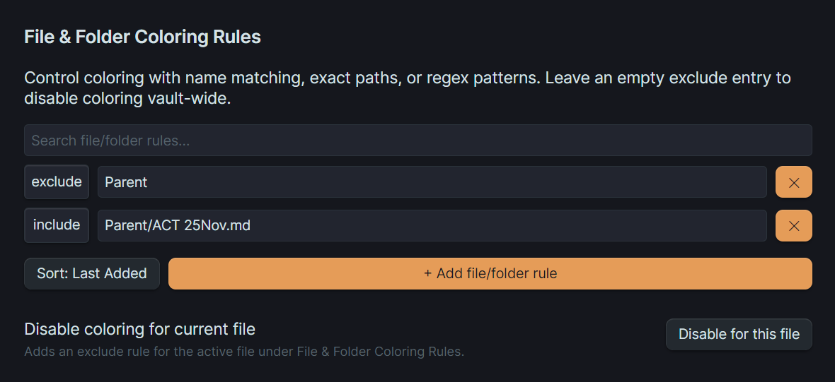 File & Folder Coloring Rules