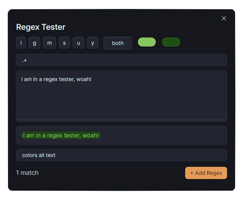 Regex Tester with Example