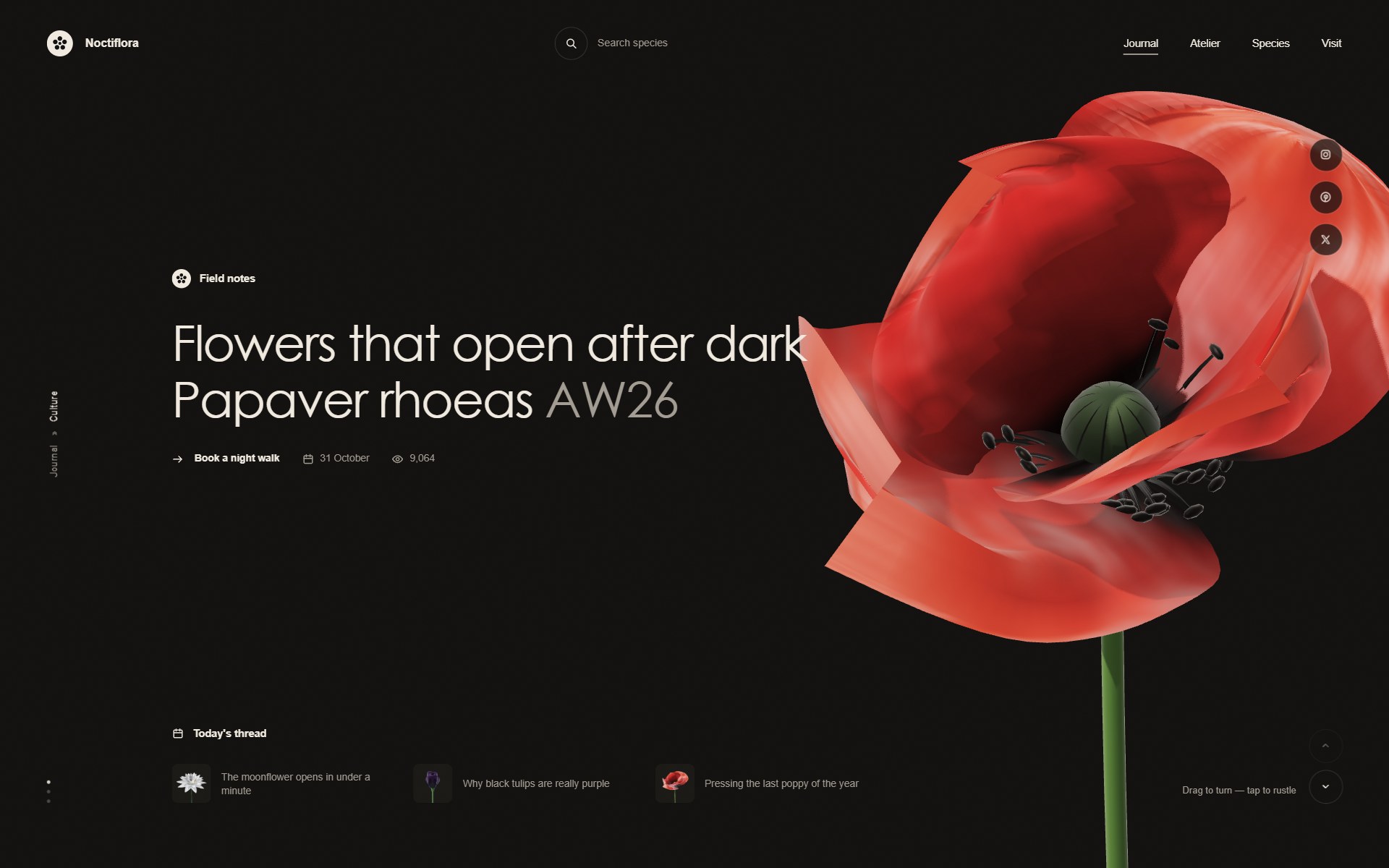 Botanical 3D Flower Landing Page - React & Next.js website template by Kedhareswer Naidu
