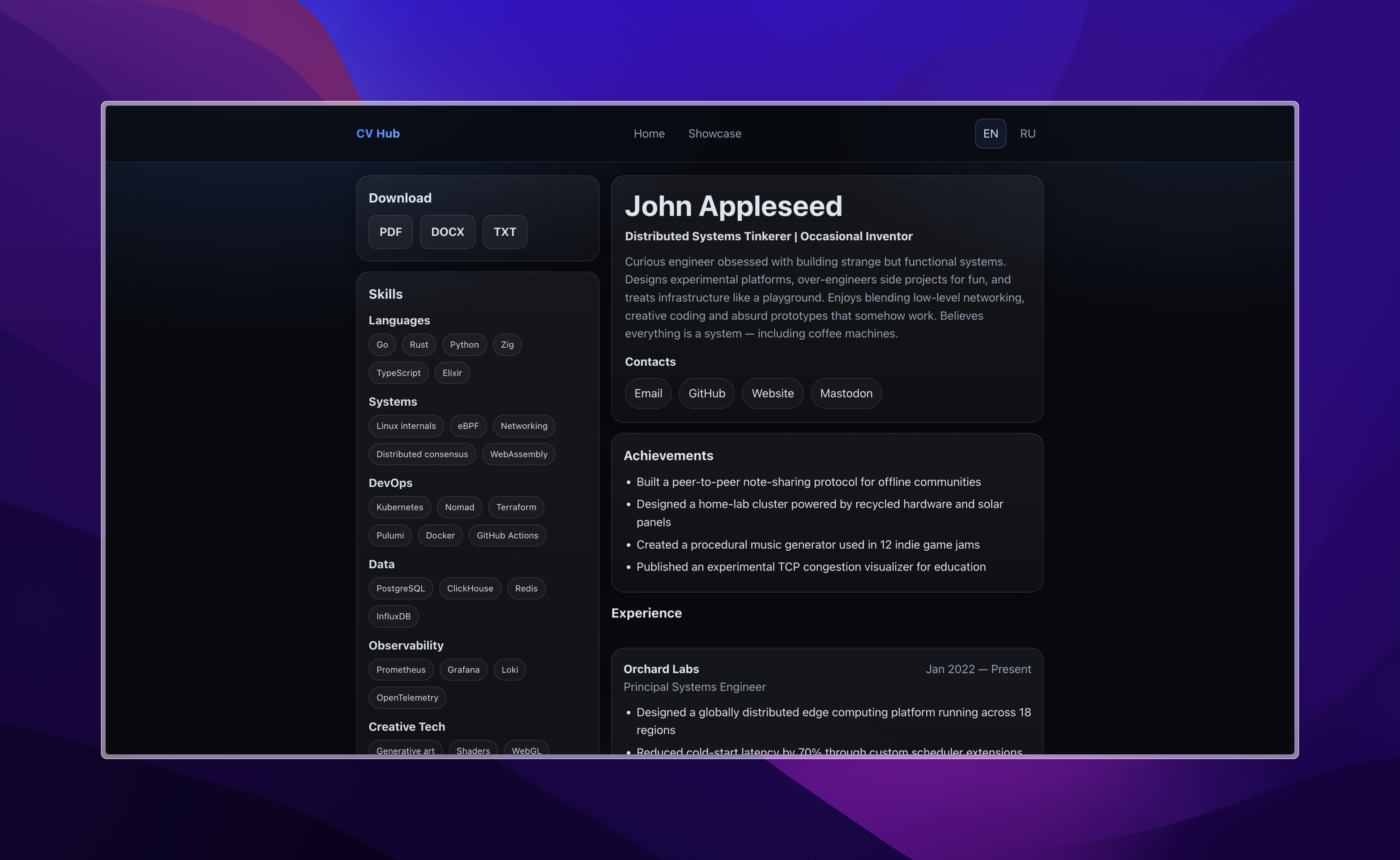 CV Hub Preview