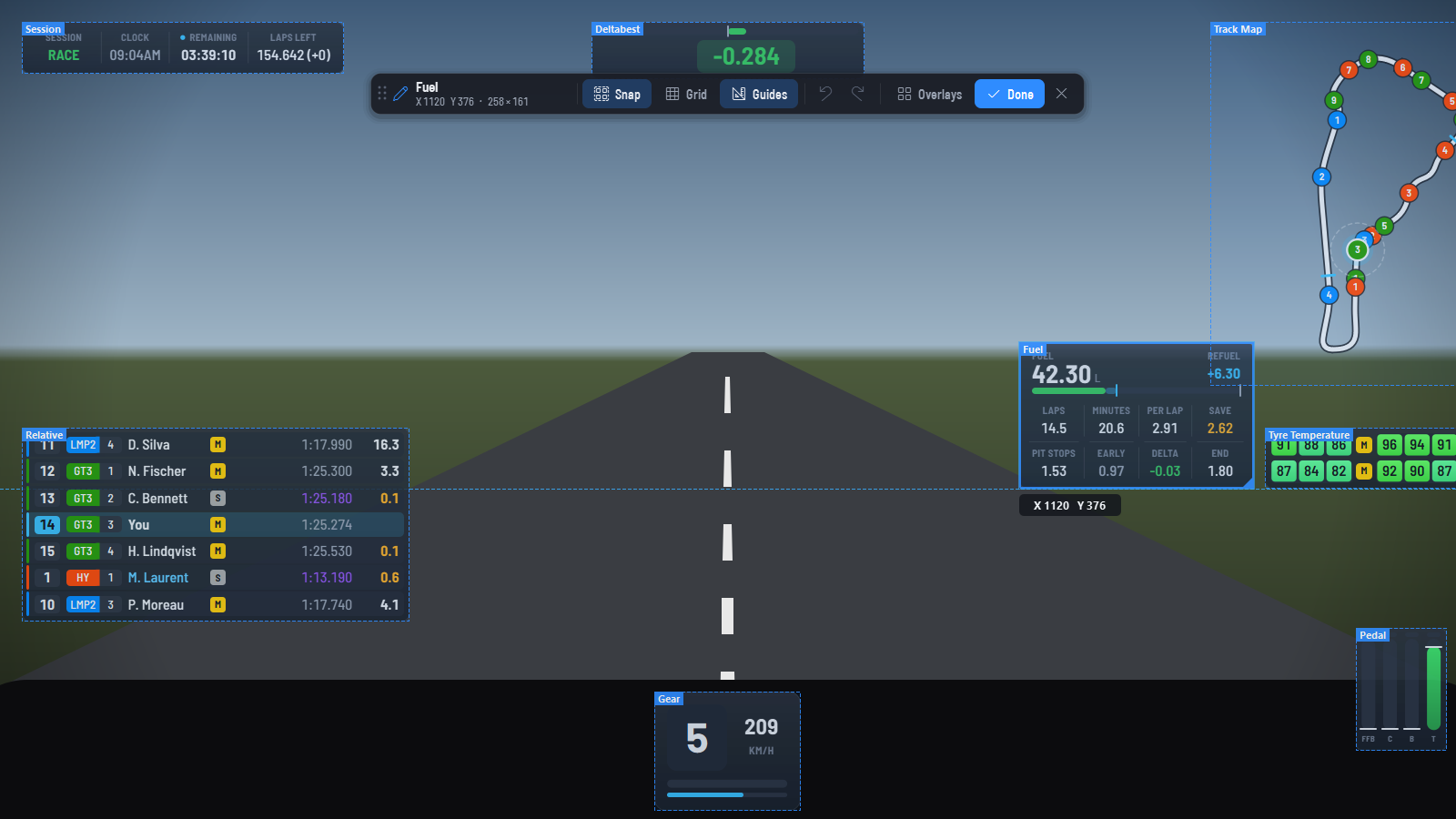 Overlay edit mode: toolbar, selected overlay, alignment guide and position