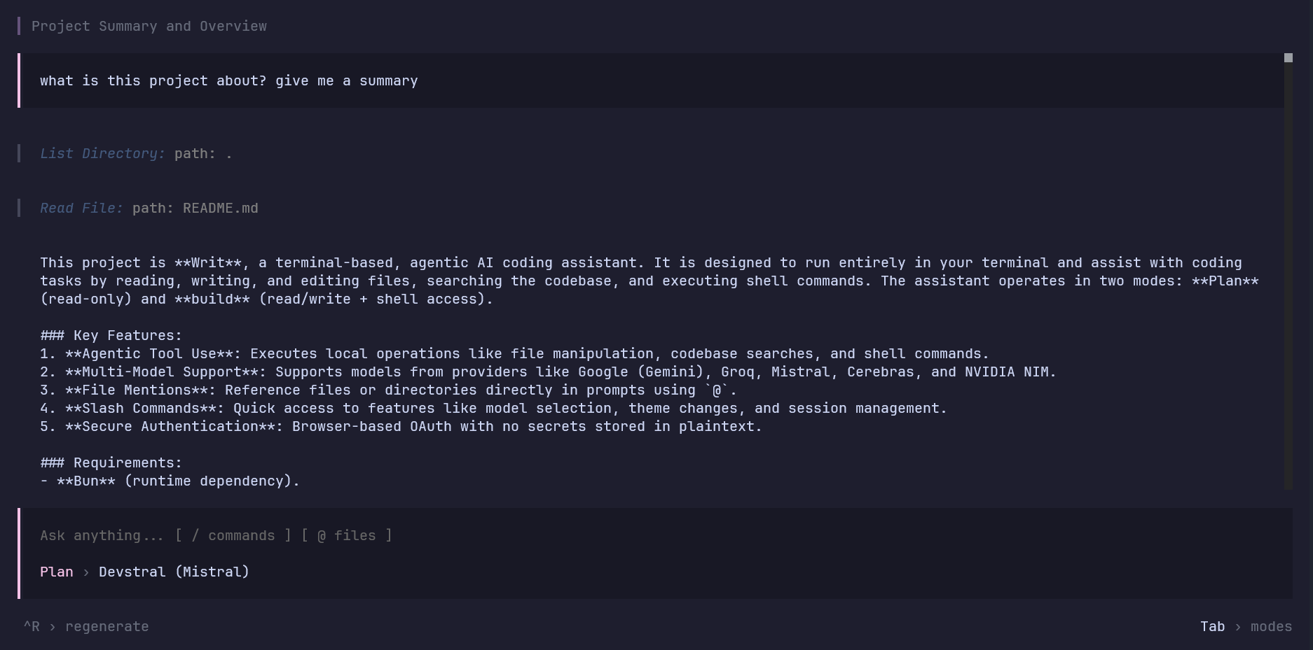 Writ CLI demo