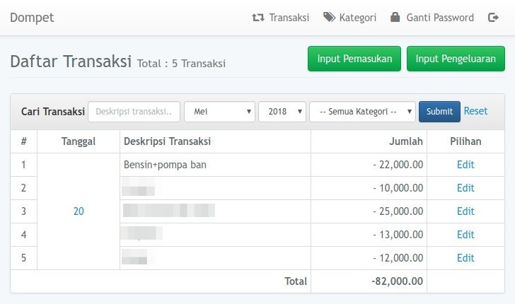 Dompet Daily Transaction List