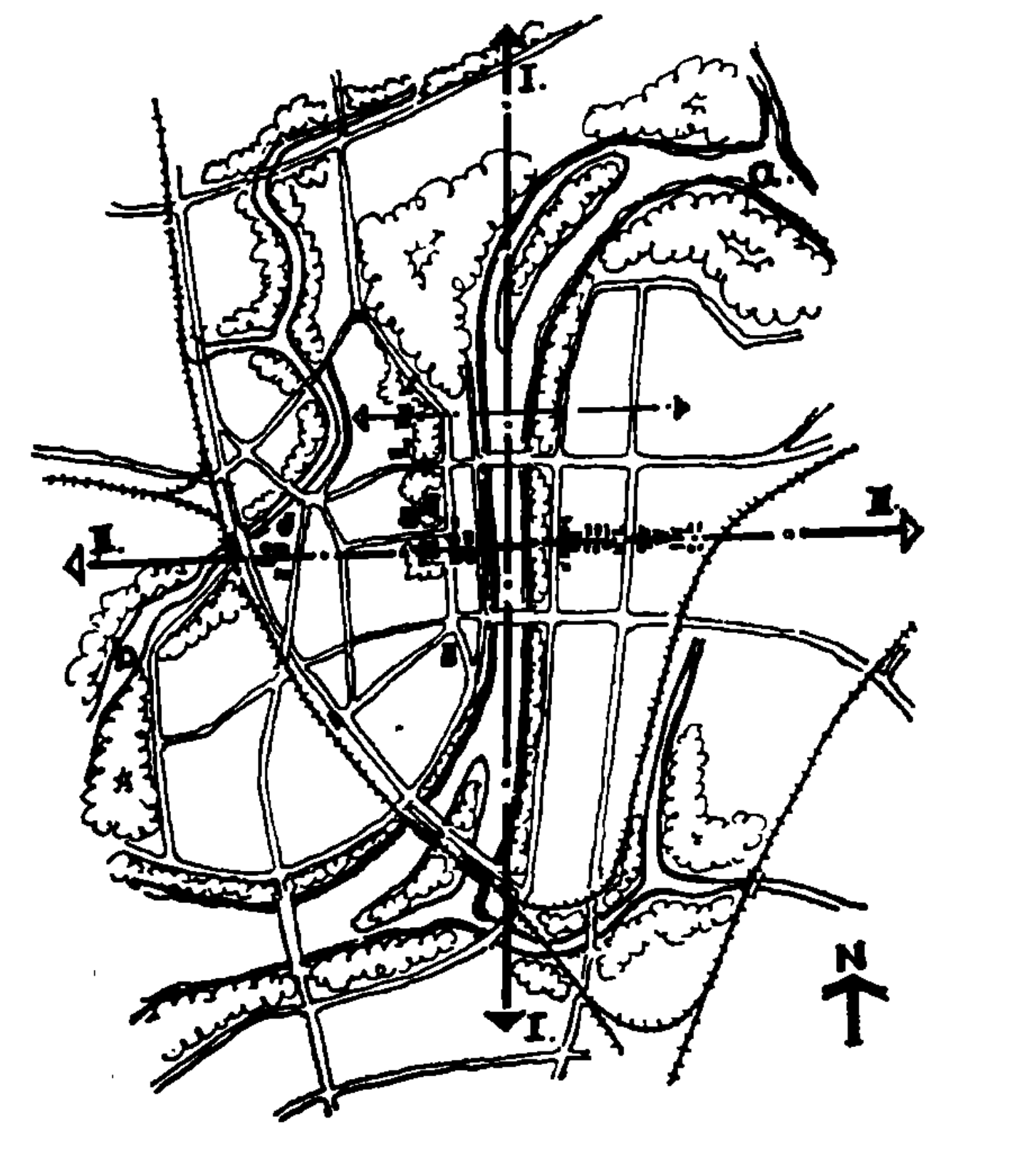 15 平壤市中心空间构图轴线体系[6]