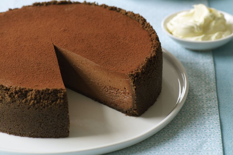 Baked Chocolate Cheesecake with Espresso Sauce