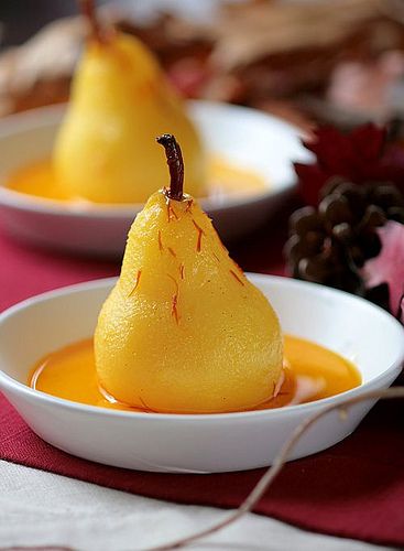 Poached Pears Stuffed with Figs and Dates