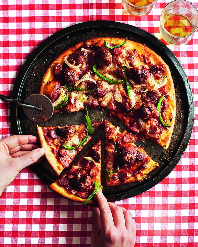 Meatball and Pepperoni Pizza